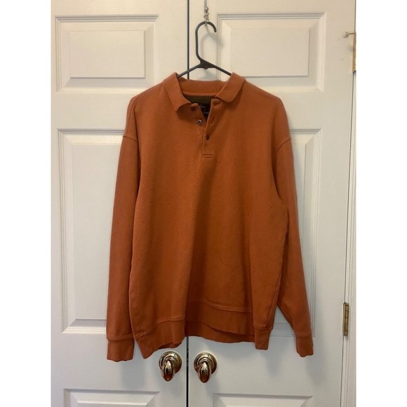 Men Walter Hagen Golf Long Sleeve Burnt Orange Polo Shirt size L - Picture 1 of 2